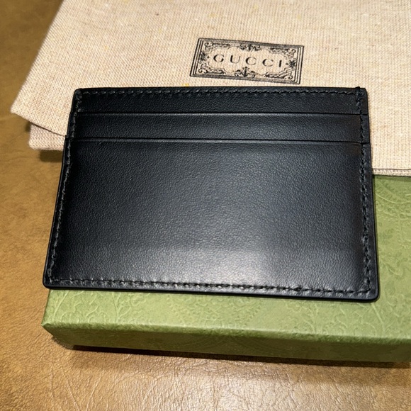 GUCCI Plutone Calfskin Logo Card Holder in Brown, NWOT - Picture 6 of 8